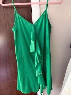Zara Green Ruffle Slip Dress